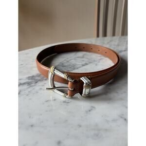 Fossil Brown Western Belt with Silver Buckle Adjustable Women's Size L